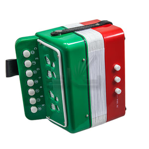 SKY Accordion Mexican Flag Pattern 7 Button 2 Bass Kid Music Instrument