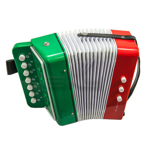 SKY Accordion Mexican Flag Pattern 7 Button 2 Bass Kid Music Instrument