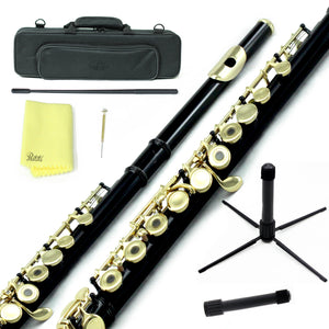 Sky C Foot Flute Black/Gold Open Hole Band Approved