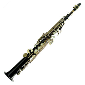 Sky Band Approved Bb Black Lacquered Soprano Saxophone with Case and Care Kit