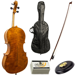 Paititi PT300 Ebony Fitted Highly Flamed 4/4 Professional Acoustic Cello Kit