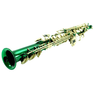Sky Band Approved Bb Green Lacquered Soprano Saxophone with Case and Care Kit