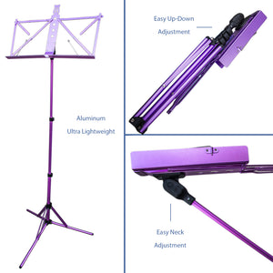 Paititi Brand New Strong Durable Adjustable Folding Music Stand Purple