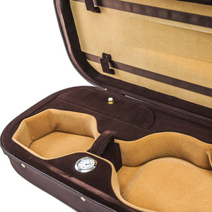 SKY QF20 Oblong Lightweight Violin Case with Hygrometer Brown/Khaki