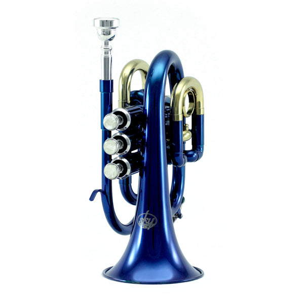 Sky Band Approved Blue Lacquer Plated Brass Bb Pocket Trumpet - Rosa  Musical Instrument