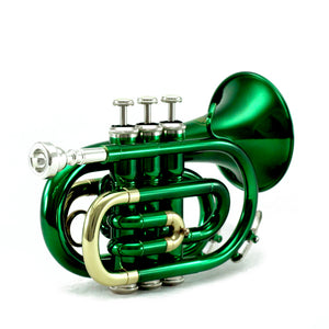 Sky Band Approved Green Lacquer Plated Brass Bb Pocket Trumpet