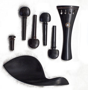 Ebony Violin Parts Set 4/4 Size Double Pearl Eye Tailpiece Endpin Peg Chinrest