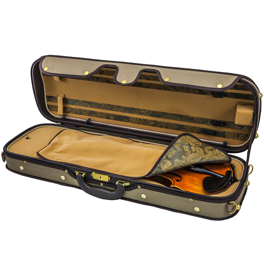 Sky Violin Oblong Case VNCW01 Solid Wood with Hygrometers Khaki/Yellow