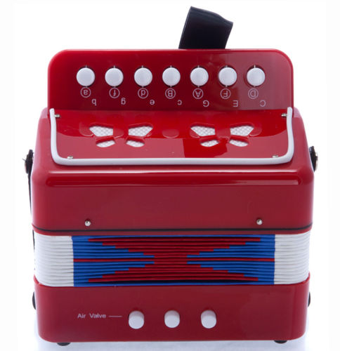 SKY Accordion Red Color 7 Button 2 Bass Kid Music Instrument