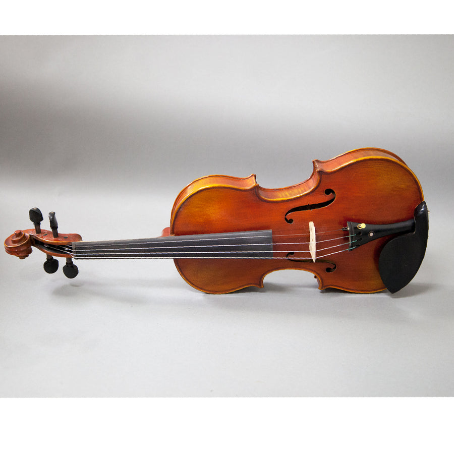 Beautiful Hand Carved Castle Violin 4/4 Open Clear Tone Two Piece Maple Back