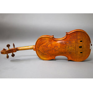 Beautiful Hand Carved Castle Violin 4/4 Open Clear Tone Two Piece Maple Back