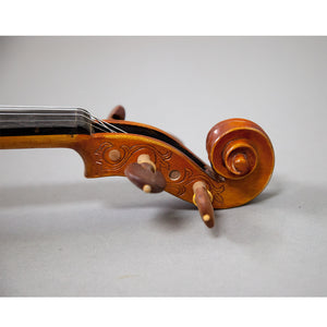 Beautiful Hand Carved Castle Violin 4/4 Open Clear Tone Two Piece Maple Back