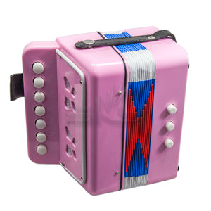 SKY Accordion Light Pink Color 7 Button 2 Bass Kid Music Instrument