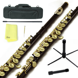 Sky C Foot Flute Black Gold Closed Hole Band Approved