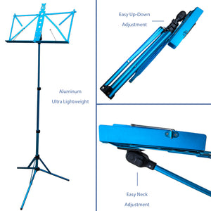 Paititi Brand New Strong Durable Adjustable Folding Music Stand Blue