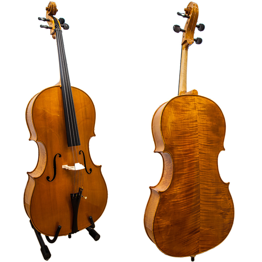 Paititi PT300 Ebony Fitted Highly Flamed 4/4 Professional Acoustic Cello Kit