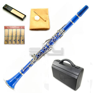 SKY Blue ABS Student Bb Clarinet with Case, Mouthpiece, 11 Reeds, Care kit and more