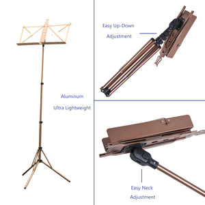 Paititi Brand New Strong Durable Adjustable Folding Music Stand Coffee