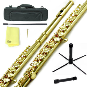 Sky C Foot Flute Gold/Gold Closed Hole Band Approved