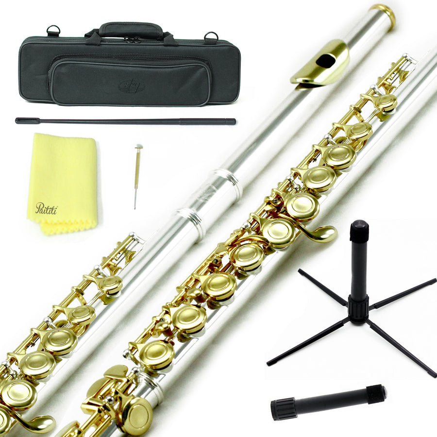 Sky C Foot Flute Silver Gold Closed Hole Band Approved