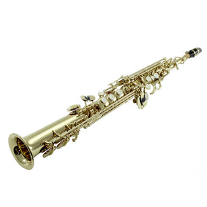 Sky Band Approved Bb Gold Lacquered Soprano Saxophone with Case and Care Kit