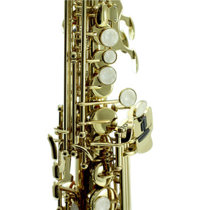 Sky Band Approved Bb Gold Lacquered Soprano Saxophone with Case and Care Kit