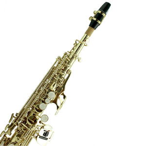 Sky Band Approved Bb Gold Lacquered Soprano Saxophone with Case and Care Kit