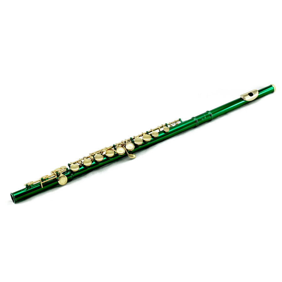 Sky C Foot Flute Green Gold Closed Hole Band Approved