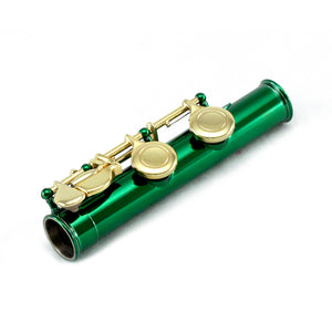 Sky C Foot Flute Green Gold Closed Hole Band Approved