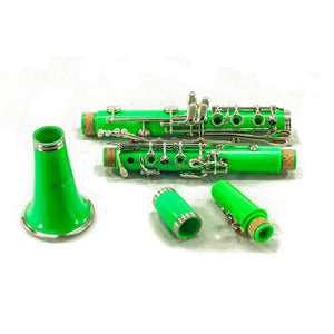 SKY Green ABS Student Bb Clarinet with Case, Mouthpiece, 11 Reeds, Care kit and more
