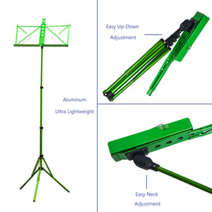 Paititi Brand New Strong Durable Adjustable Folding Music Stand Green