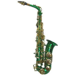 Sky E Flat Lacquer Alto Saxophone with F# Key, Case and 10 Reeds, Green