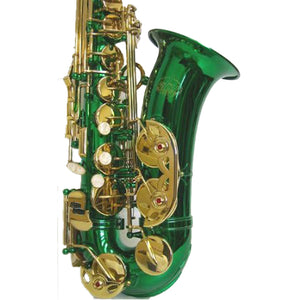 Sky E Flat Lacquer Alto Saxophone with F# Key, Case and 10 Reeds, Green
