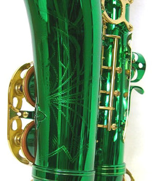 Sky E Flat Lacquer Alto Saxophone with F# Key, Case and 10 Reeds, Green