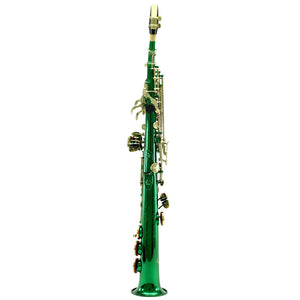 Sky Band Approved Bb Green Lacquered Soprano Saxophone with Case and Care Kit