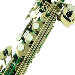 Sky Band Approved Bb Green Lacquered Soprano Saxophone with Case and Care Kit