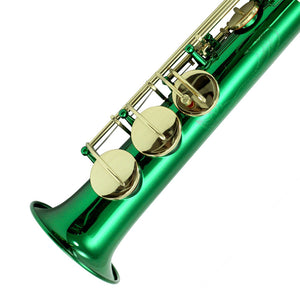 Sky Band Approved Bb Green Lacquered Soprano Saxophone with Case and Care Kit
