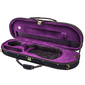 Sky Violin Halfmoon Case HM03 Lightweight with Hygrometer Black/Magenta Silk