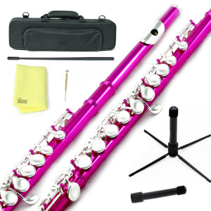 Sky C Foot Flute Hot Pink Silver Closed Hole Band Approved