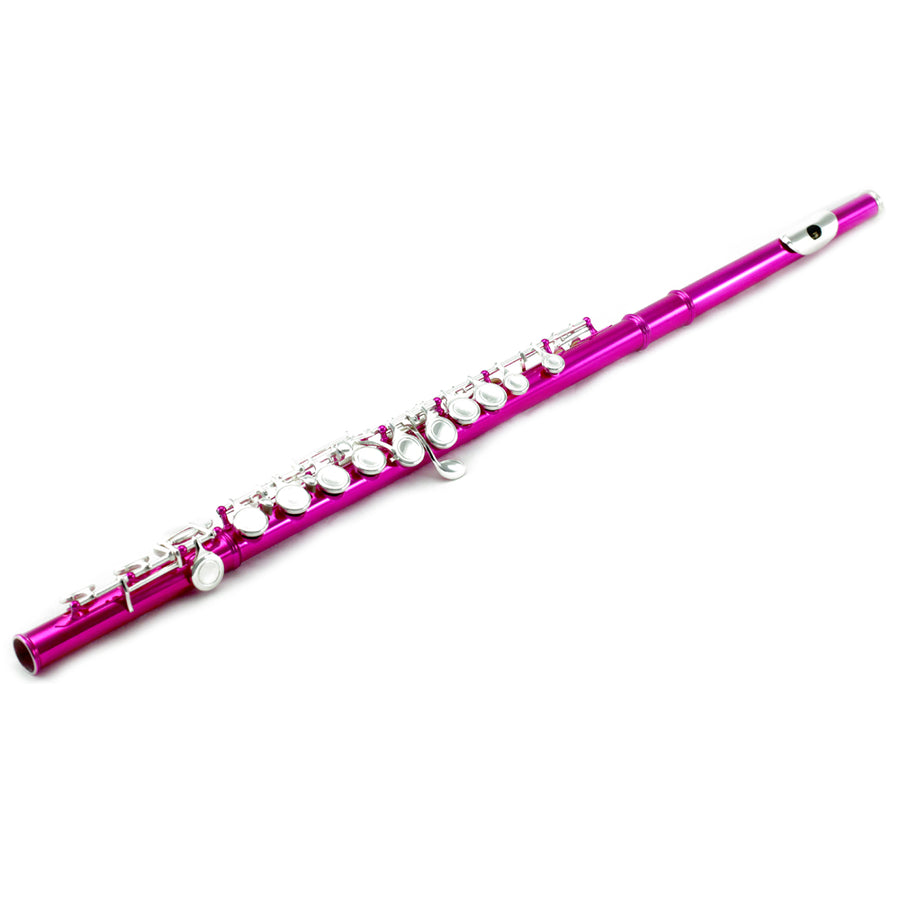 Sky C Foot Flute Hot Pink Silver Closed Hole Band Approved
