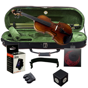 Paititi 4/4 Full Size PTVNHH100 Premium Hand Carved One-Piece Back Ebony Fitted Violin