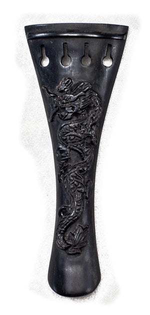 Ebony Violin Parts Set 4/4 Size Dragon Pattern Tailpiece Endpin Peg Chinrest