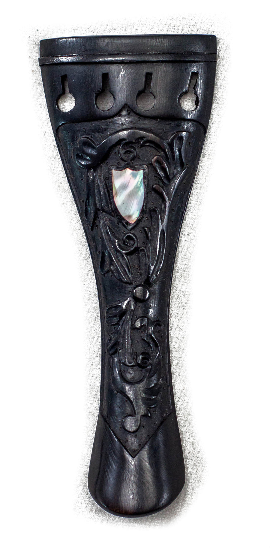 Ebony Violin Parts Set 4/4 Black Shell Inlay Tailpiece Endpin Peg Chinrest