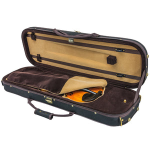 SKY QF24 Oblong Lightweight Violin Case with Hygrometer Black/Khaki