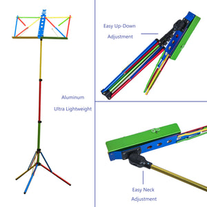 Paititi Brand New Strong Durable Adjustable Folding Music Stand Rainbow