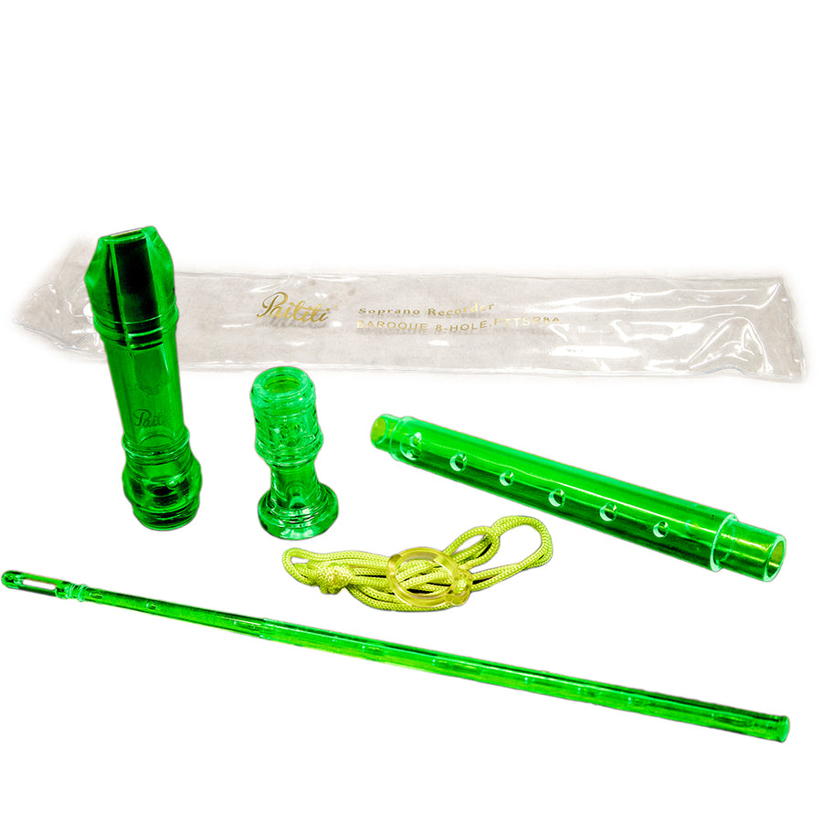 Paititi Soprano Recorder 8-Hole With Cleaning Rod + Carrying Bag, Crystal Green Color Key of C-Recorder-Rosa Musical Instrument