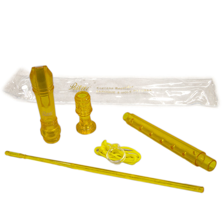 Paititi Soprano Recorder 8-Hole With Cleaning Rod + Carrying Bag, Crystal Yellow Color Key of C-Recorder-Rosa Musical Instrument
