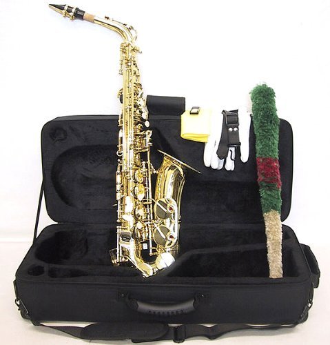 Sky E Flat Lacquer Alto Saxophone with F# Key, Case and 10 Reeds, Gold