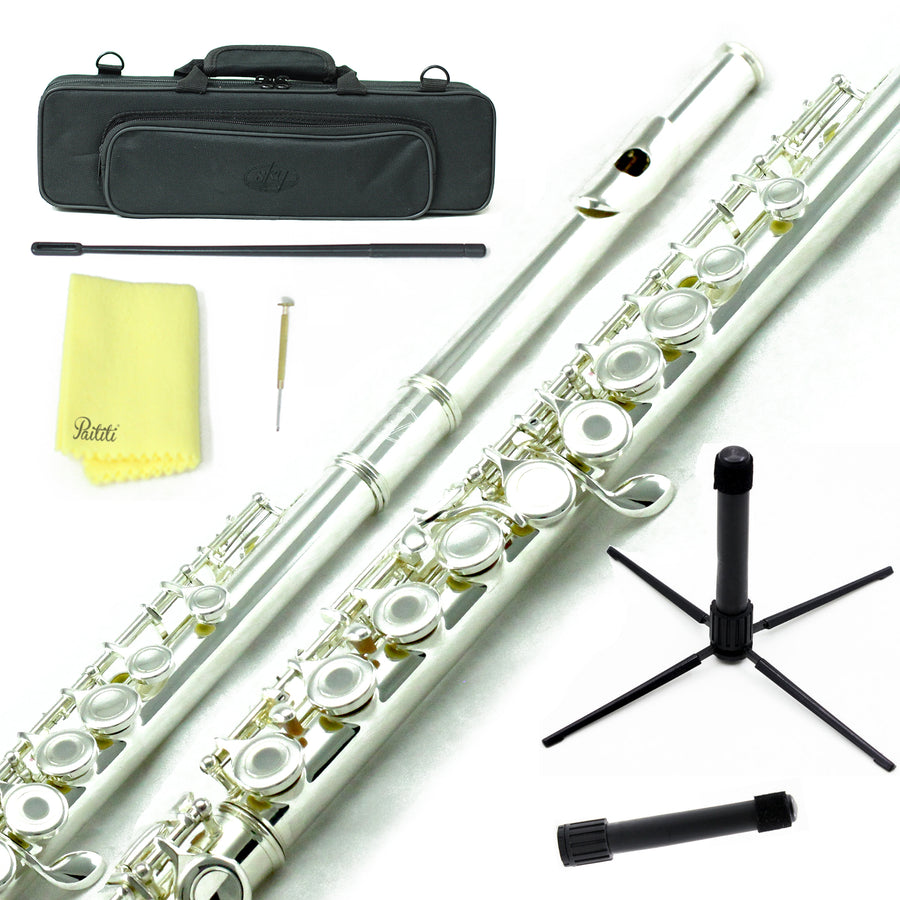 Sky C Foot Flute Silver Open Hole Band Approved