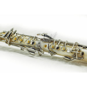 SKY White Bb Clarinet Ebony Neck with Case, Mouthpiece, 11 Reeds, Care Kit and More